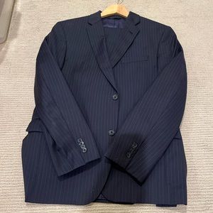 Saks Fifth Navy Pin Strip Suit
